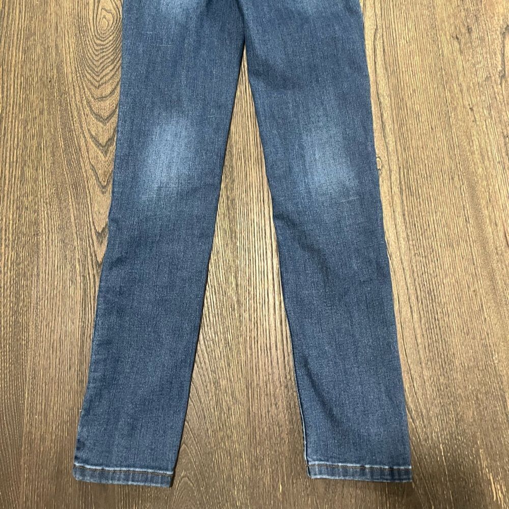 Matilda Jane Skinny Jeans Mid Rise Fading Whiskering Ankle Dark Wash Size 6 - Picture 8 of 10
